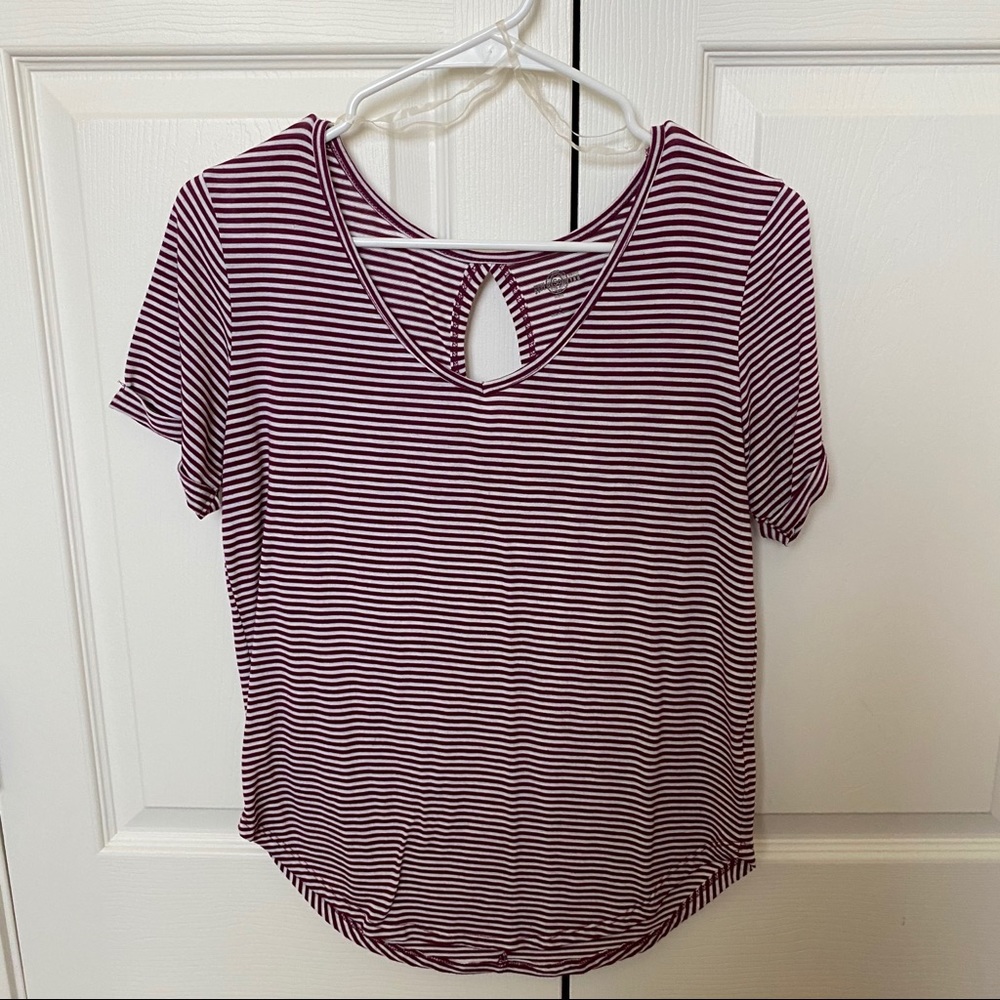 Boutique Keyhole Striped Shirt